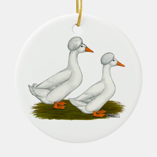 Enten: weiß gekreischt keramik ornament (Vorne)