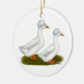 Enten: weiß gekreischt keramik ornament (Links)