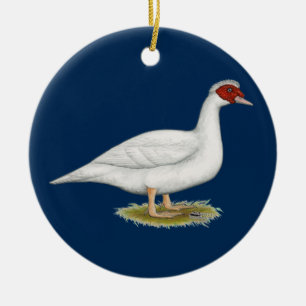 Enten-Weiß Muscovy Keramikornament