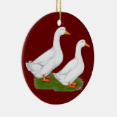 Enten: Weiße Pekins Keramik Ornament (Rechts)