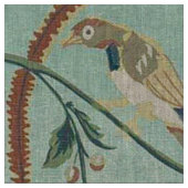 Entenei blaues Chinoiseriemuster Stoff (Nahaufnahme)