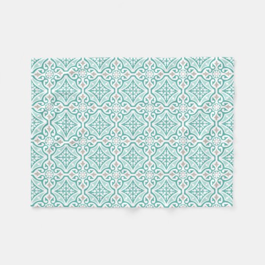 Enteneier und Aquamarine blaue mexikanische Tile H Fleecedecke (Vorderseite (Horizontal))