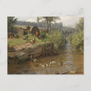 Entenfamilie am Wehr von Carl Jutz Postkarte