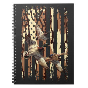 Entenjagd American Flag Waterfowl Bottomland Camou Notizblock