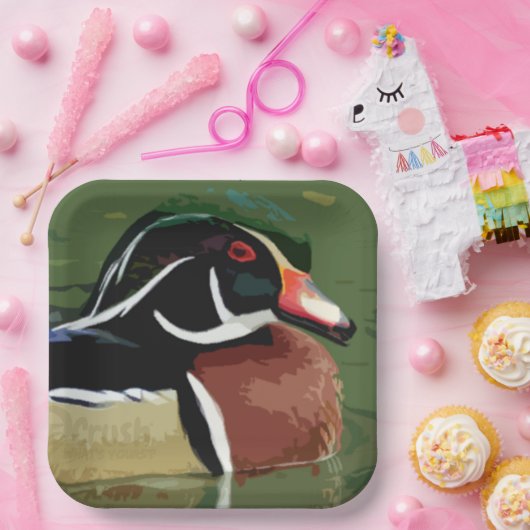 Entenjagd Décor, Papierplatte für Holzente Pappteller (Party)