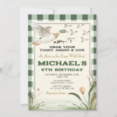 Entenjagd Greifen Sie Ihre Gun Wild Fun Boy Geburt Einladung (Vorderseite)