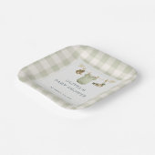 Entenjagd-Jäger-Gingham-Baby-Shower-Party Pappteller (Gewinkelt)