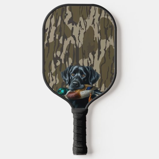 Entenjagd Labrador Retriever Bottomland Camouflage Pickleball Schläger (Vorderseite)