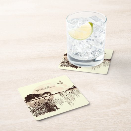 Entenjagd Rechteckiger Pappuntersetzer (Vor Ort)