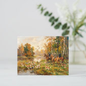 Entenjagd zu Pferd mit Spaniels Postkarte (Stehend Vorderseite)