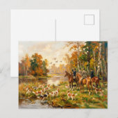 Entenjagd zu Pferd mit Spaniels Postkarte (Vorne/Hinten)