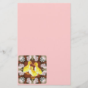 Entenküken und Rosen Briefpapier