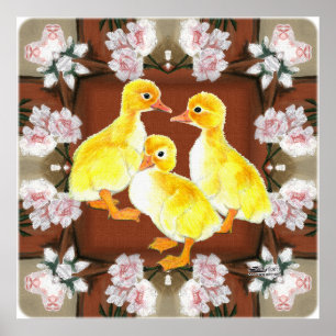 Entenküken und Rosen Poster