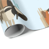 Entenmuster auf blauem Hintergrund Geschenkpapier (Rolleneckpunkt)