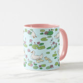 Entenpads Wasserlilie 11 oz. Rosa, blaue Keramik T Tasse (VorderseiteRechts)