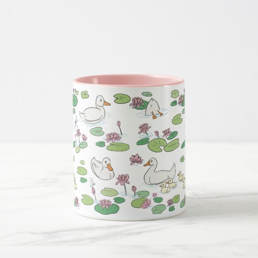 Entenpads Wasserlilie 11 oz. Rosa, weiße Keramik T Tasse (Zentrum)