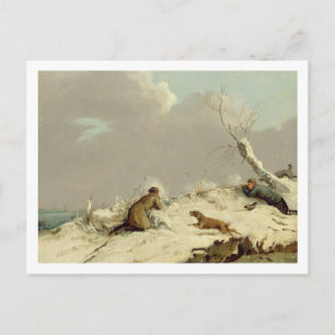 Entenschoten im Winter (Öl auf Leinwand) Postkarte