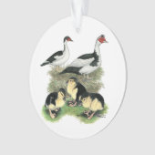 Entenschwarze gescheckte Muscovy-Familie Ornament (Vorderseite)