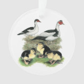 Entenschwarze gescheckte Muscovy-Familie Ornament (Vorderseite)