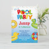 Entenschwimmbad Party, Schwimmbad Geburtstag Einladung (Stehend Vorderseite)