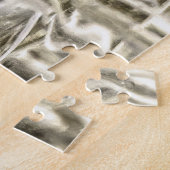 Entenschwimmen aus hellem Holz im Teich Puzzle (Seite)