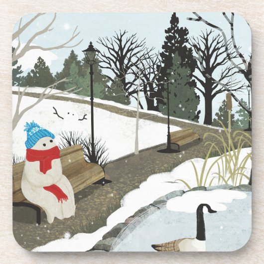 Ententeich - Winter Getränkeuntersetzer (Vorderseite)