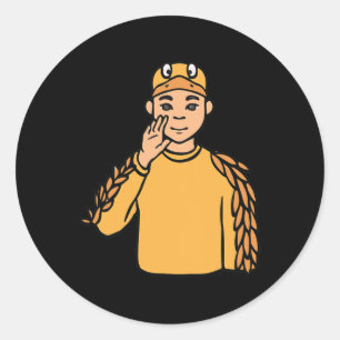 Ententier ASL Hand Gesture Deaf Hörverlust Awa Runder Aufkleber