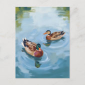 Entenweiher Aquarell gemalt Postkarte (Vorderseite)