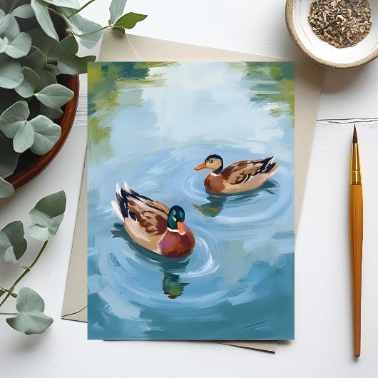 Entenweiher Aquarell gemalt Postkarte