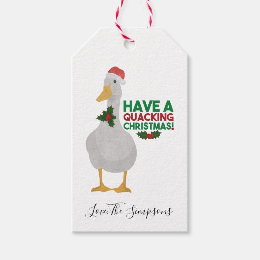 Entenweihnachtspuppe: Viel Quacking Christma Geschenkanhänger (Vorderseite)