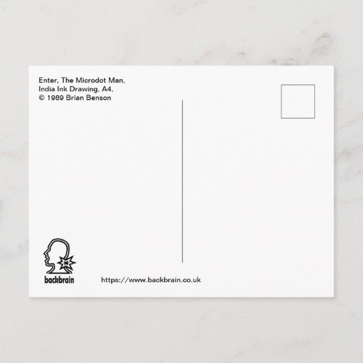 Enter, der Microdot-Mann Postkarte (Rückseite)