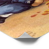 Entertaining Halloween Boy Carving Pumpkin Poster (Ecke)