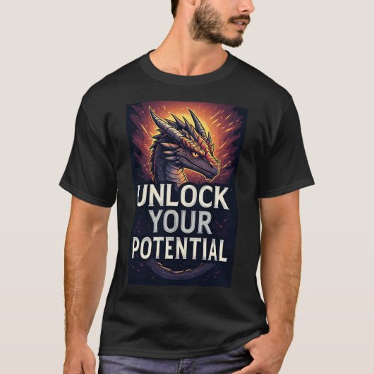 Entfalte Dein Potenzial Drache T-Shirt (Vorderseite)