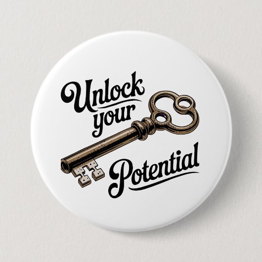 Entfalten Sie Ihr Potenzial - Vintage Schlüssel Mo Button (Vorderseite)