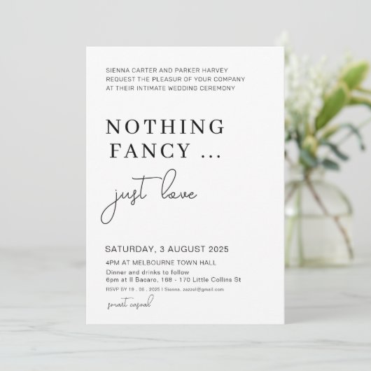 Entfaltung nach dem Party, nichts Extravagant nur Einladung (Stehend Vorderseite)