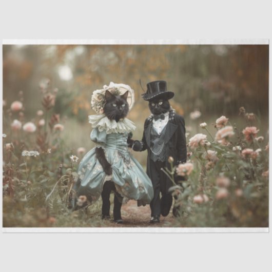 Entfärbung französischer Katzen in einem Feld von Seidenpapier (Vorderseite)