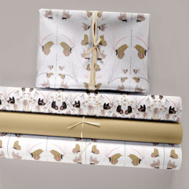 Entfärbung von Blumen und Gold Geschenkpapier Set