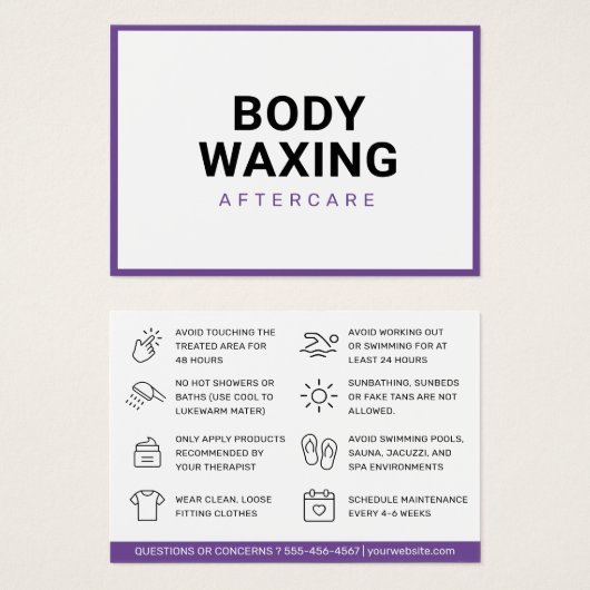 Entfernen der Lila Aftercare-Karte (Vorne & Hinten)