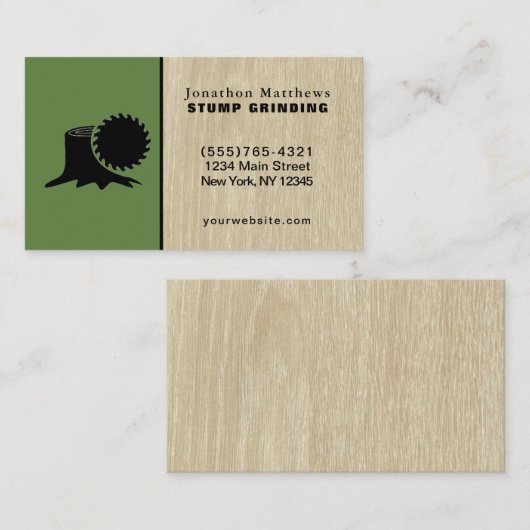 Entfernen des Baumstumpf-Schleifens Visitenkarte (Vorne/Hinten)