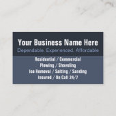 Entfernen des Schnees Pflügen benutzerdefinierbare Visitenkarte (Rückseite)