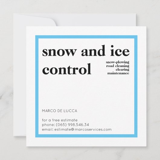 Entfernen des Schnees, Schneefräsen von Diensten Einladung (Rückseite)