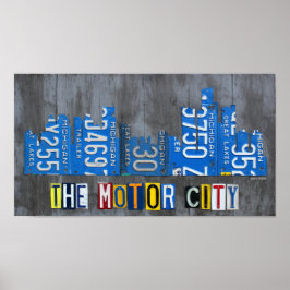 Entfernen Sie die Motorcity Skyline-Lizenzplakette Poster