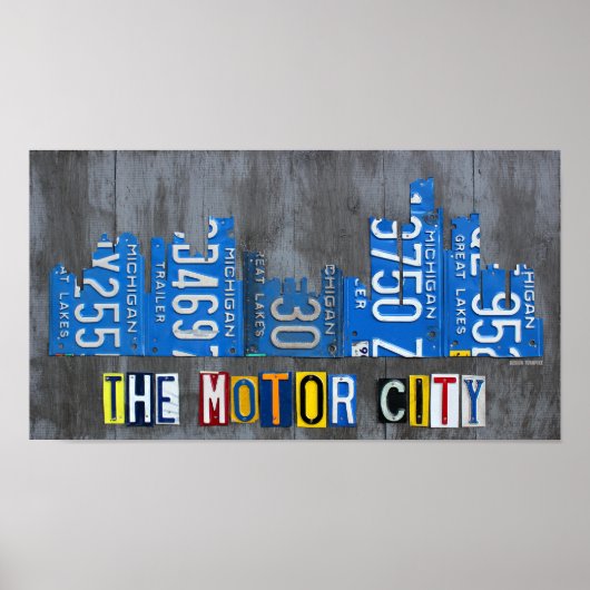 Entfernen Sie die Motorcity Skyline-Lizenzplakette Poster (Vorne)
