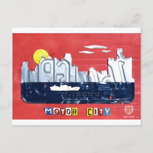Entfernen Sie die Motorcity Skyline-Lizenzplakette Postkarte (Vorderseite)