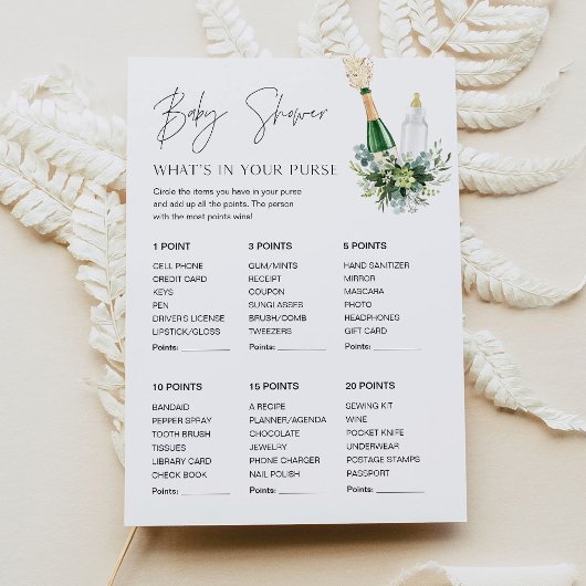 ENTFERNEN SIE, was in Ihrer Purse Baby Shower Game Einladung