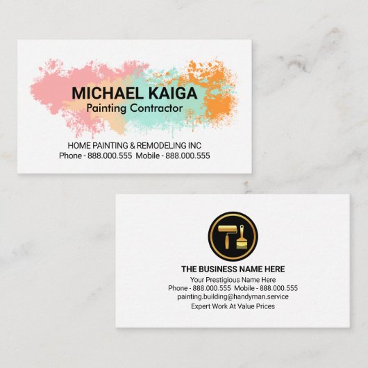 Entfernen von Pastelfarben-Spritzern Zuhause Visitenkarte (Vorne/Hinten)