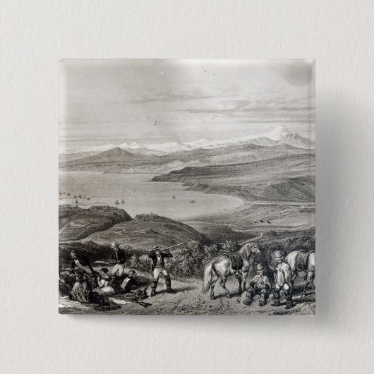 Entfernte Ansicht des Aconcagua-Vulkans Button (Vorderseite)