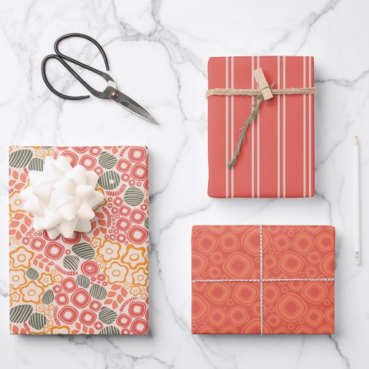 Entfernte Blume auf einem Peach Background Wrappin Geschenkpapier Set (Vorderseite)