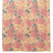 Entfernte Blume auf einem Pfirsichgrund Duschvorhang (Vorderseite)