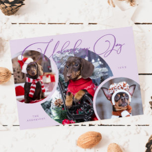 Entfesseln der Joy Lilac Dog Foto Holiday Card Feiertagskarte